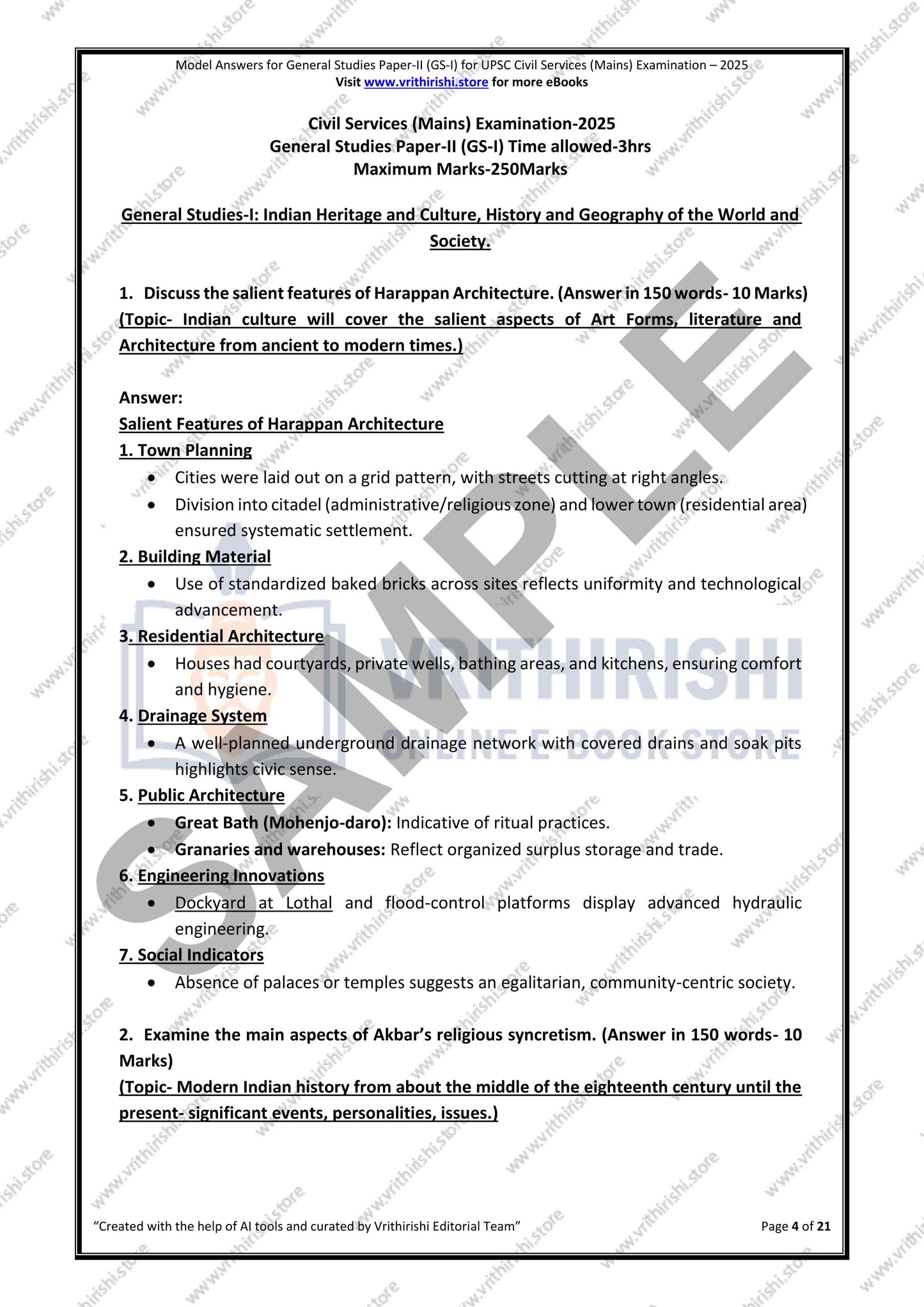 UPSC model answers Civils (Mains) 2025 - Paper-II (GS-I)