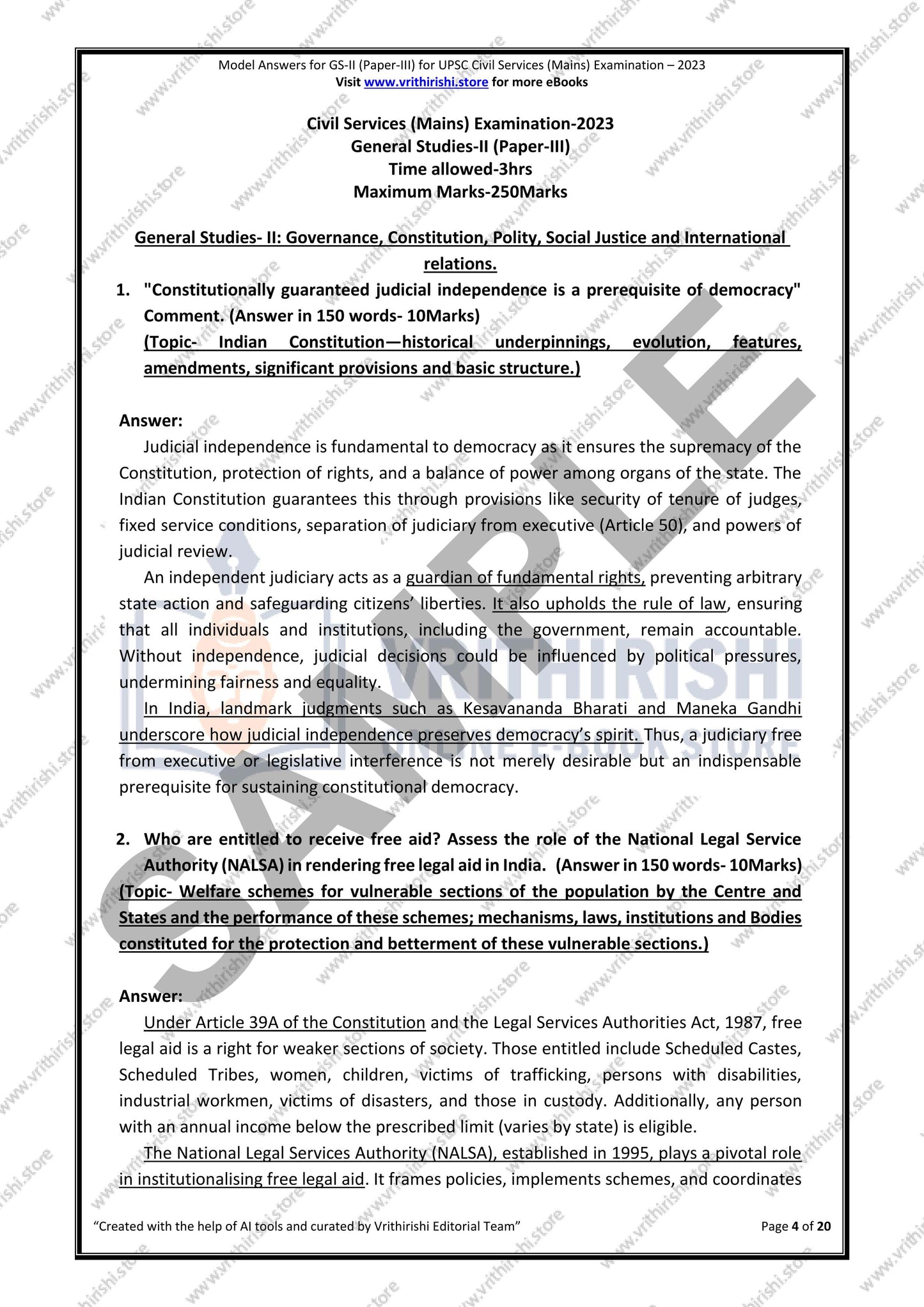UPSC model answers Civils (Mains) 2023 - Paper-III (GS-II)