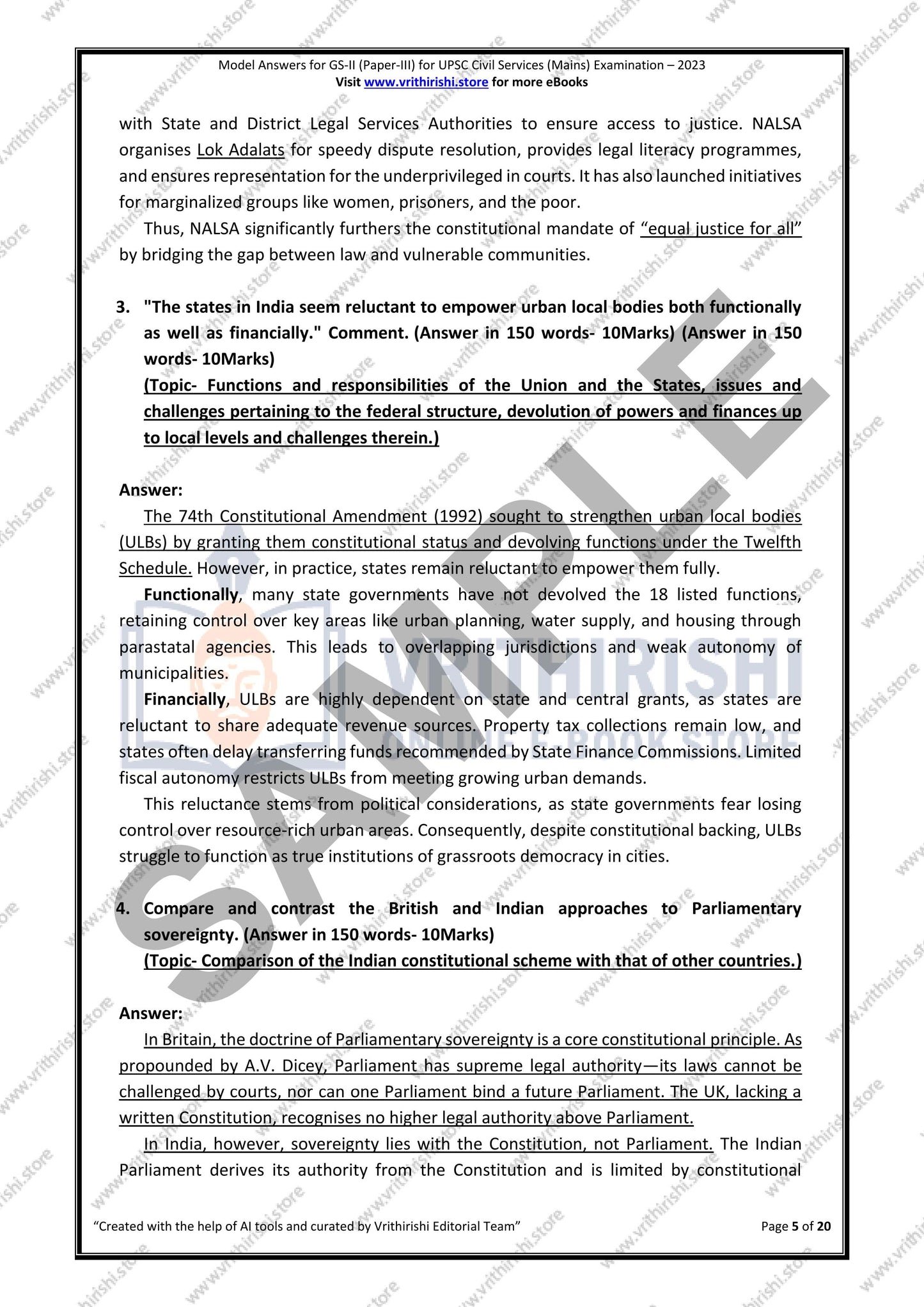 UPSC model answers Civils (Mains) 2023 - Paper-III (GS-II)