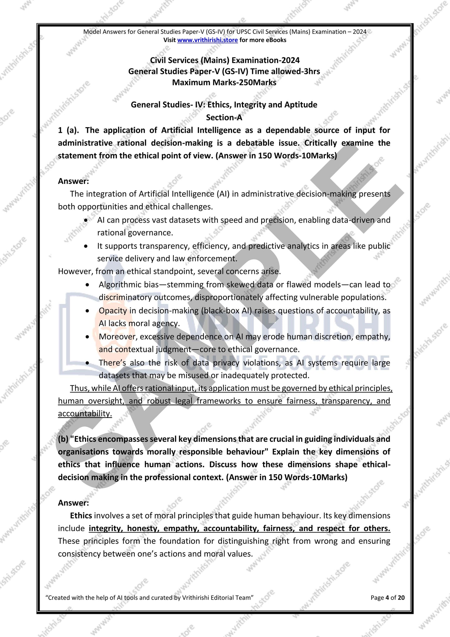 UPSC model answers Civils (Mains) 2024 - all papers (Essay, GS-I, GS-II, GS-III & GS-IV (Ethics)