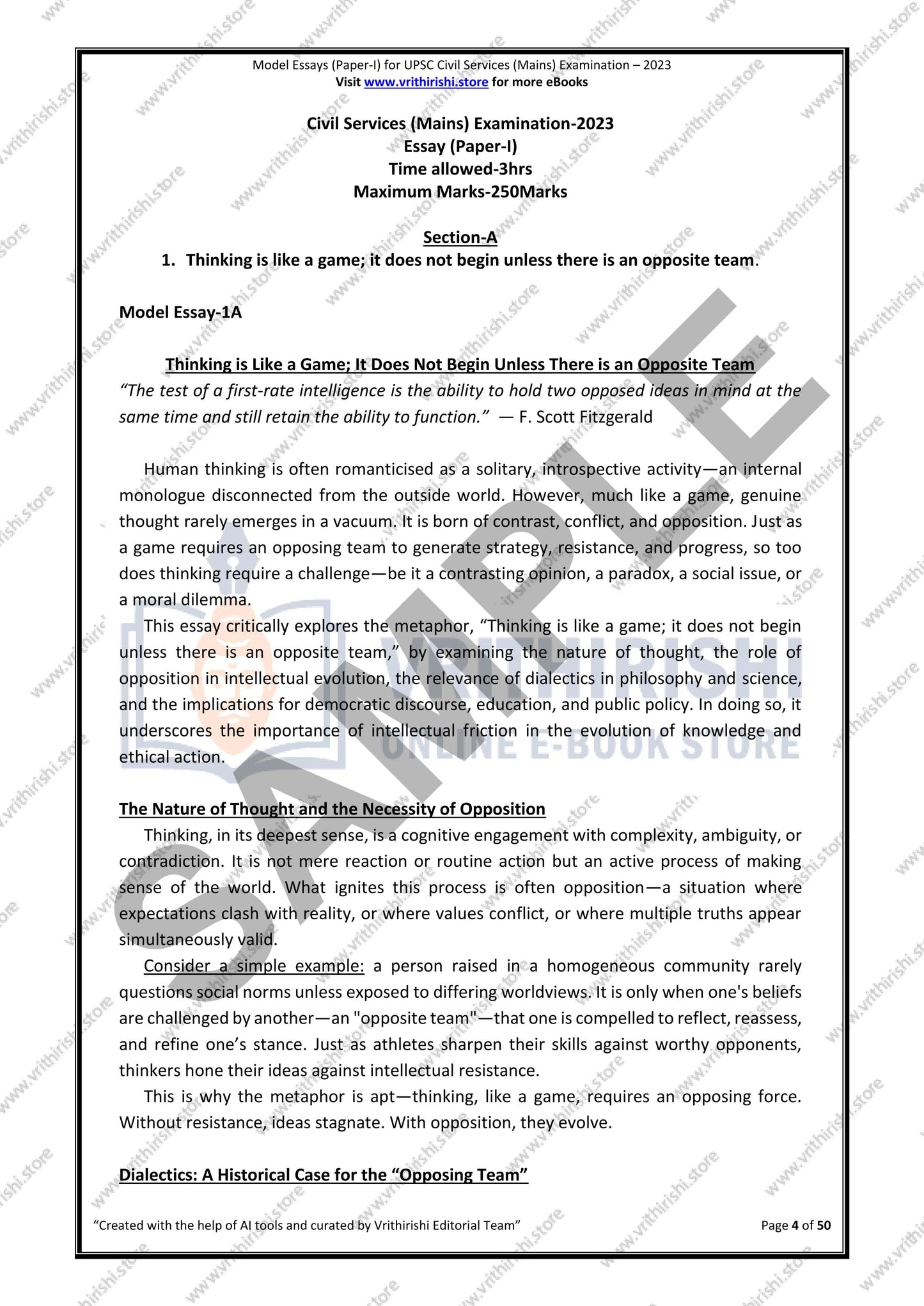 UPSC model answers Civils (Mains) 2023 - Paper-I (ESSAY)