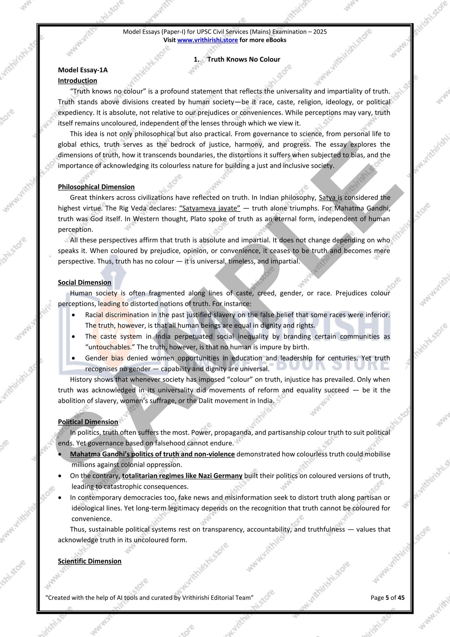 UPSC model answers Civils (Mains) 2025 - Paper-I (Essay)