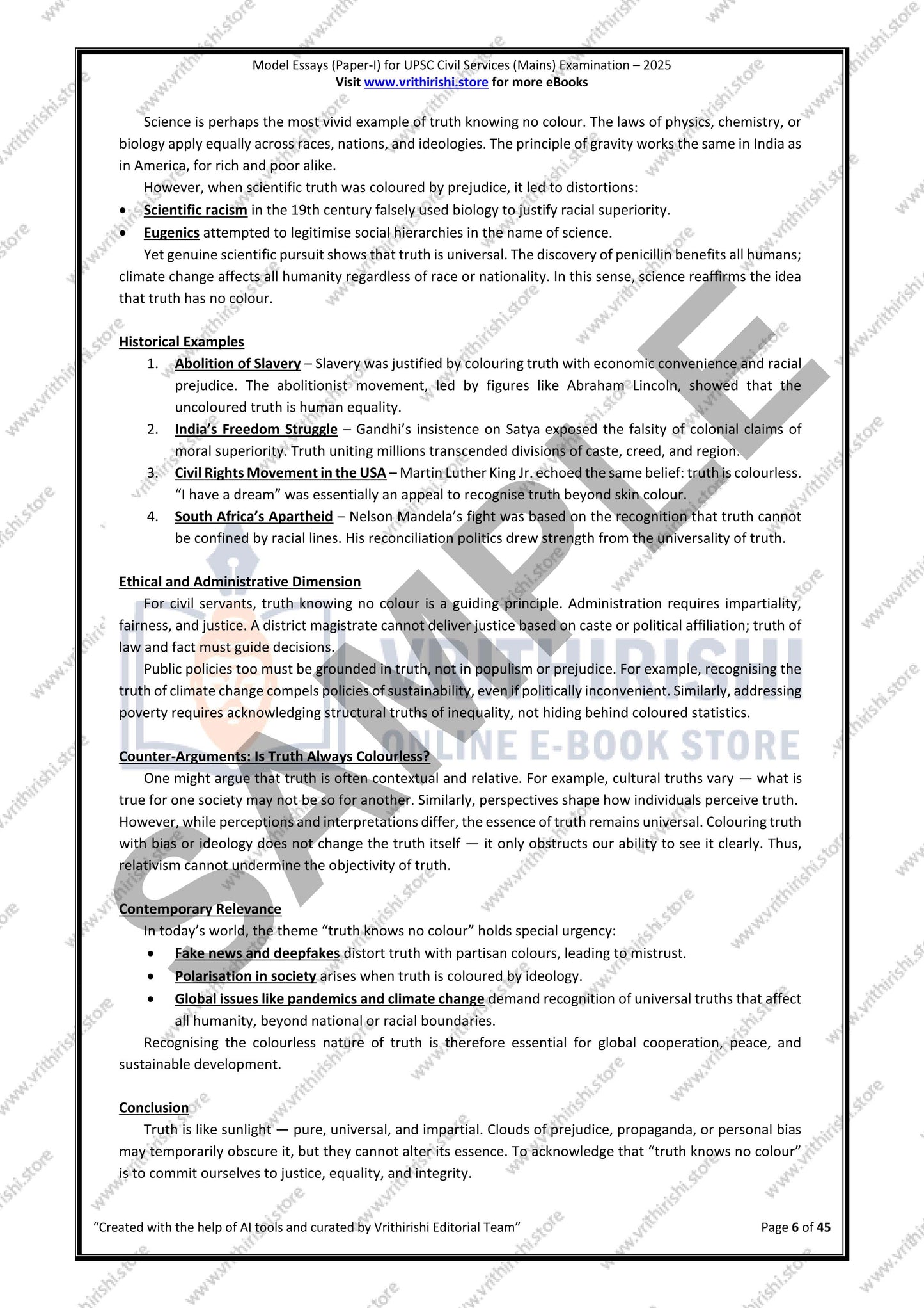 UPSC model answers Civils (Mains) 2025 - Paper-I (Essay)