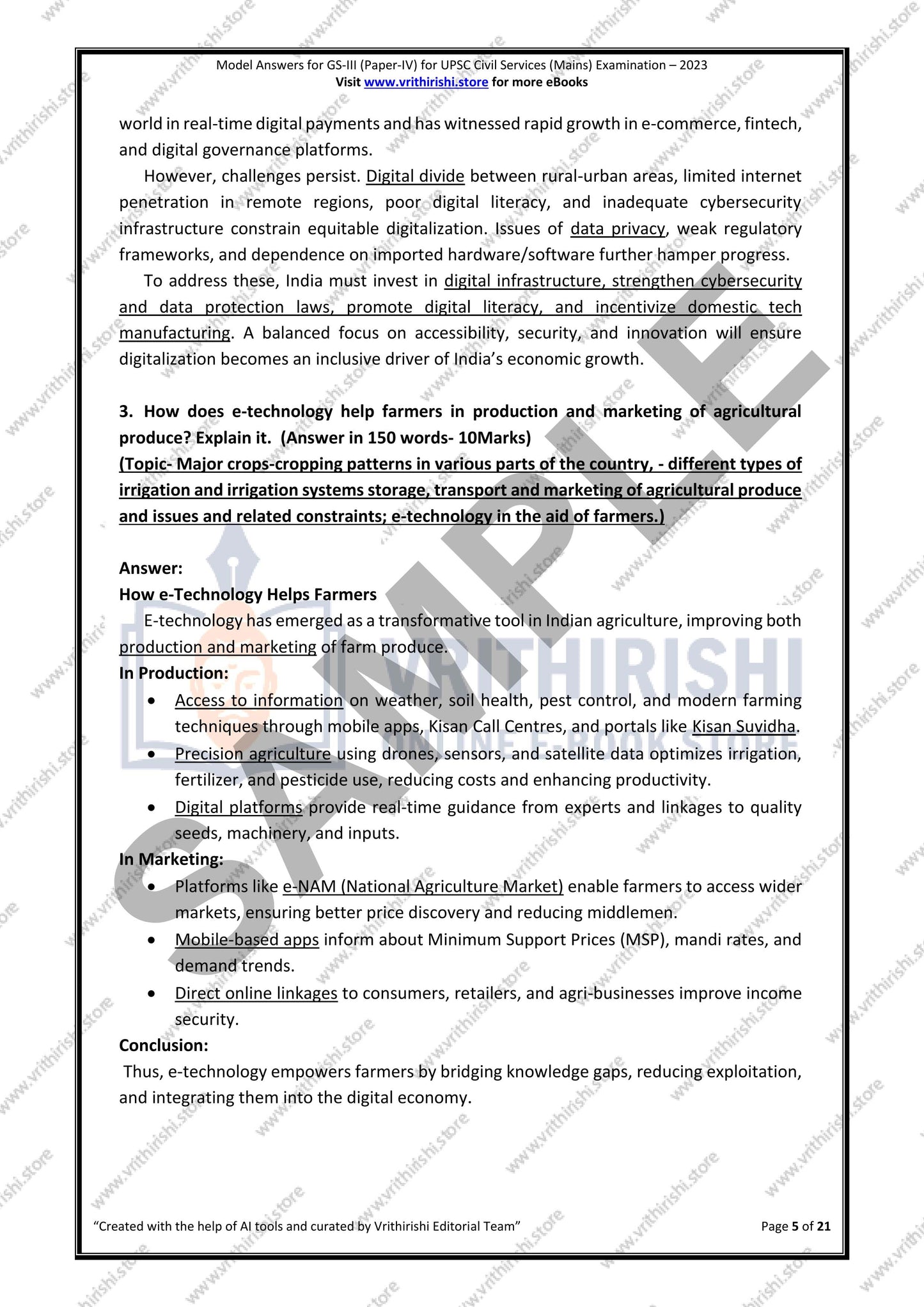 UPSC model answers Civils (Mains) 2023 - Paper-IV (GS-III)