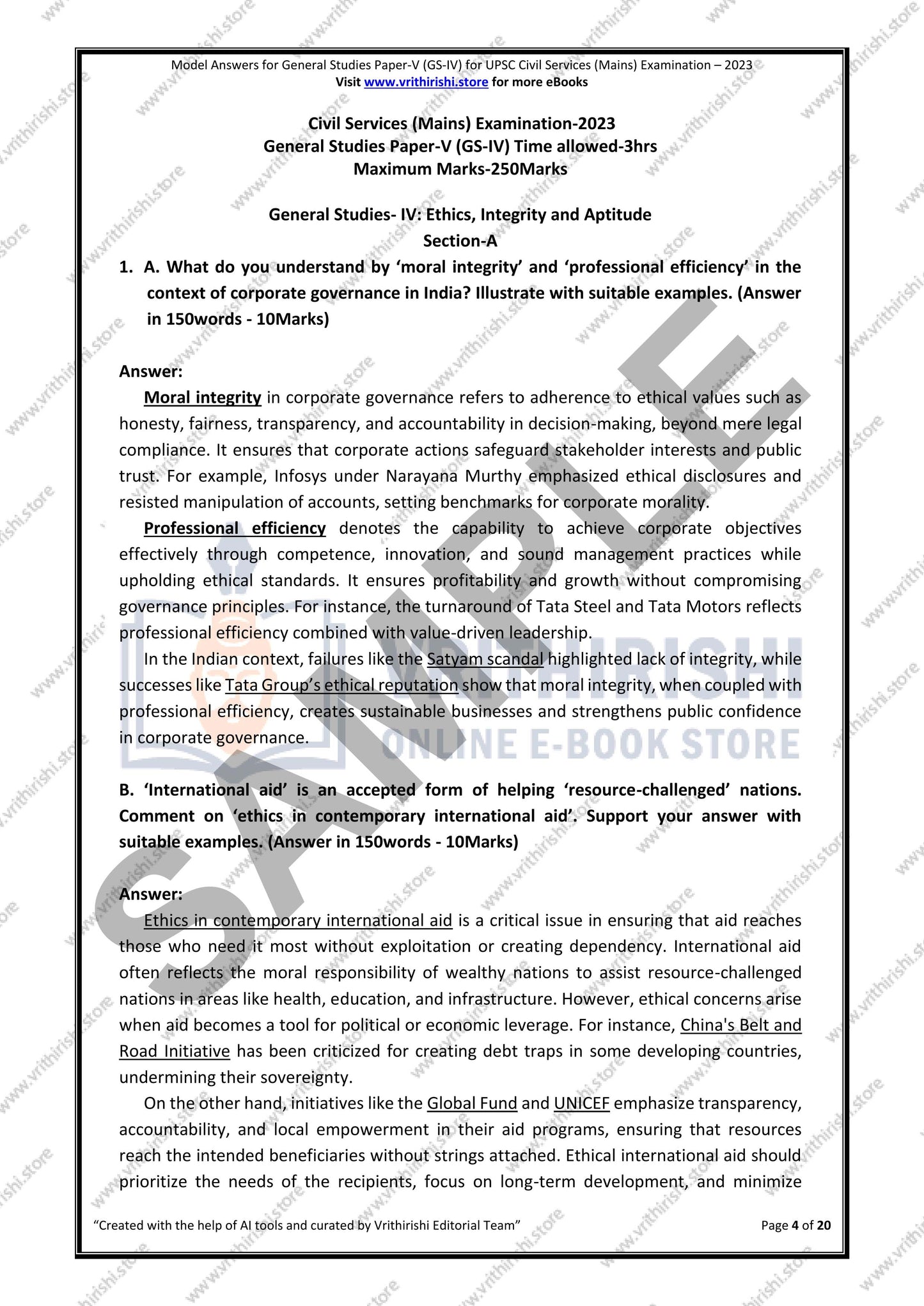 UPSC model answers Civils (Mains) 2023 - all papers (Essay, GS-I, GS-II, GS-III & GS-IV (Ethics)