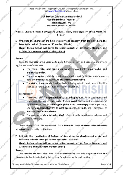 UPSC model answers Civils (Mains)2024 - Paper-II (GS-I)