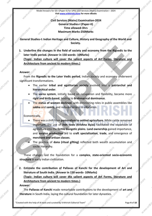 UPSC model answers Civils (Mains)2024 - Paper-II (GS-I)