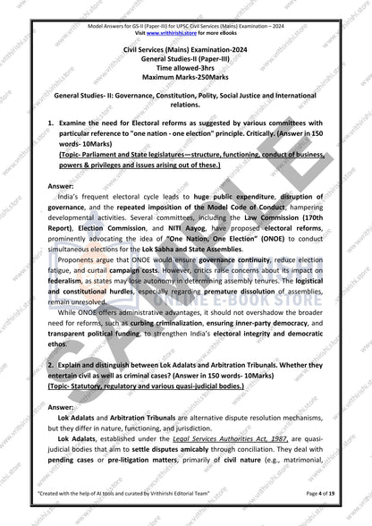 UPSC model answers Civils (Mains)2024 - Paper-III (GS-II)
