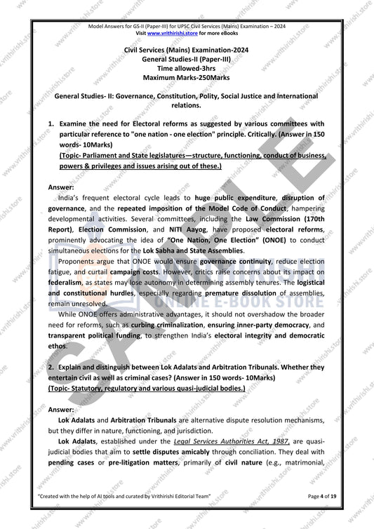 UPSC model answers Civils (Mains)2024 - Paper-III (GS-II)