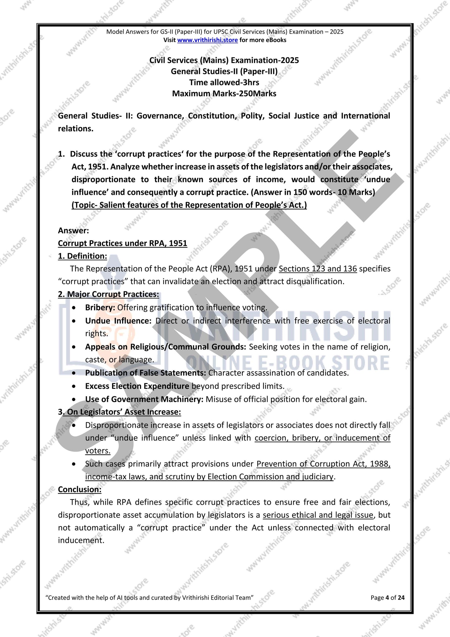 UPSC model answers Civils (Mains) 2025 - Paper-III (GS-II)