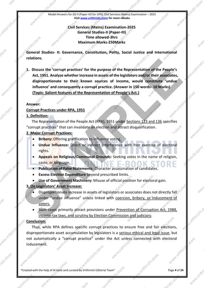 UPSC model answers Civils (Mains) 2025 - Paper-III (GS-II)