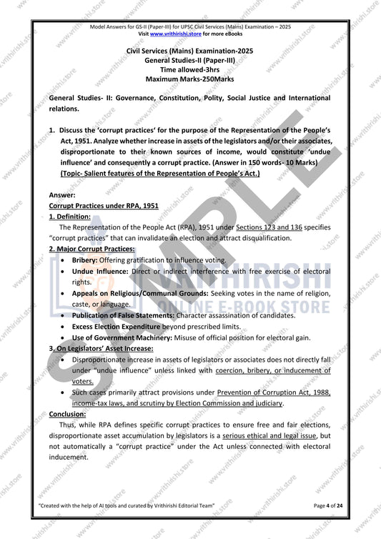 UPSC model answers Civils (Mains) 2025 - Paper-III (GS-II)