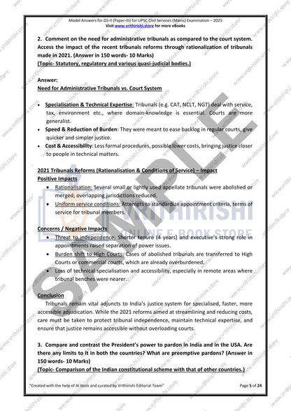UPSC model answers Civils (Mains) 2025 - Paper-III (GS-II)
