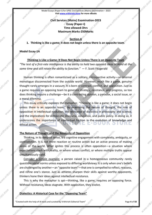 UPSC model answers Civils (Mains) 2023 - Paper-I (ESSAY)
