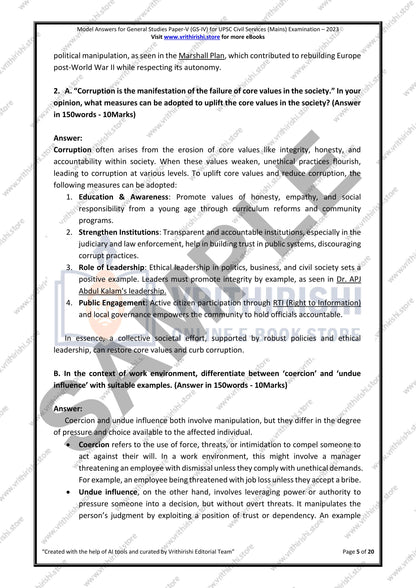 UPSC model answers Civils (Mains) 2023 - all papers (Essay, GS-I, GS-II, GS-III & GS-IV (Ethics)