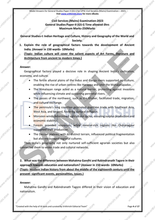 UPSC model answers Civils (Mains) 2023 - Paper-II (GS-I)