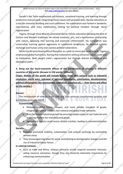 UPSC model answers Civils (Mains) 2023 - Paper-II (GS-I)